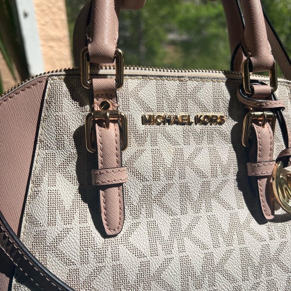 Michael Kors Pink and Cream Satchel Bag - Picture 5 of 16